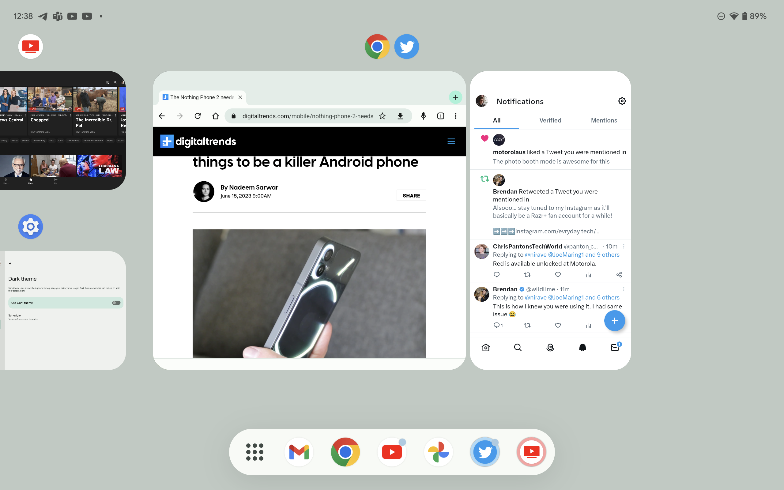 Using split-screen multitasking on the Google Pixel Tablet.