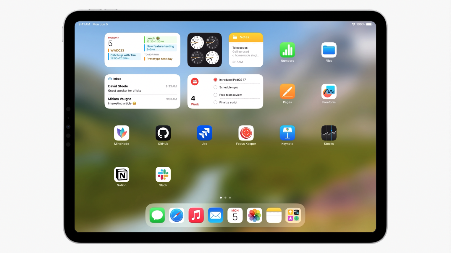 New widgets for iPadOS 17.