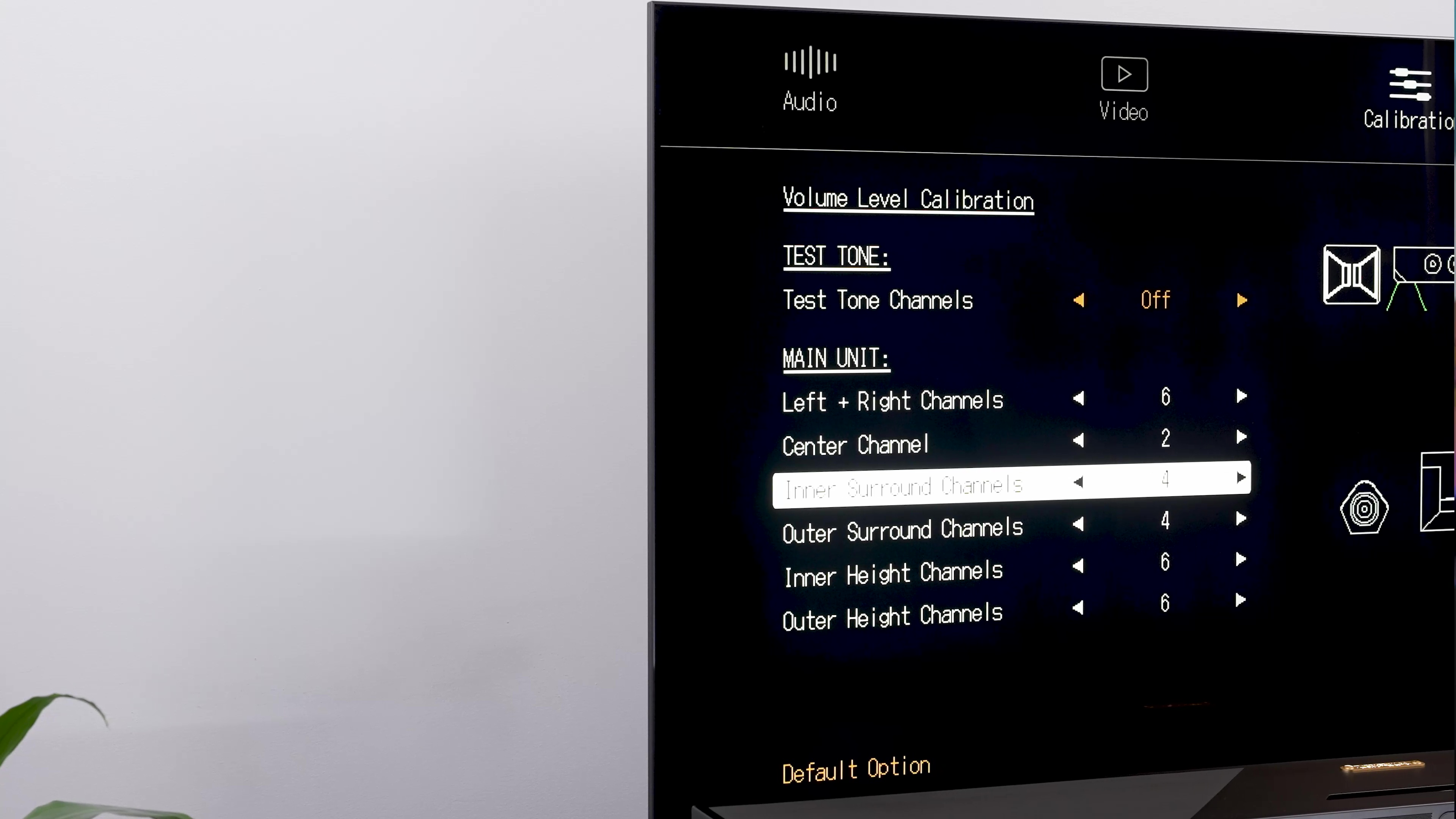 The Nakamichi Dragon Surround System EQ menus for inner channel adjustment.