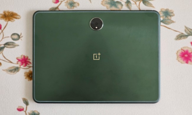 Green OnePlus Pad Android Tablet on a flat surface.