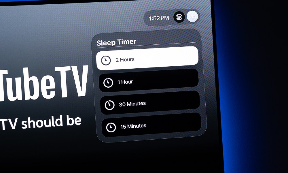 Apple TV Sleep Timer options.