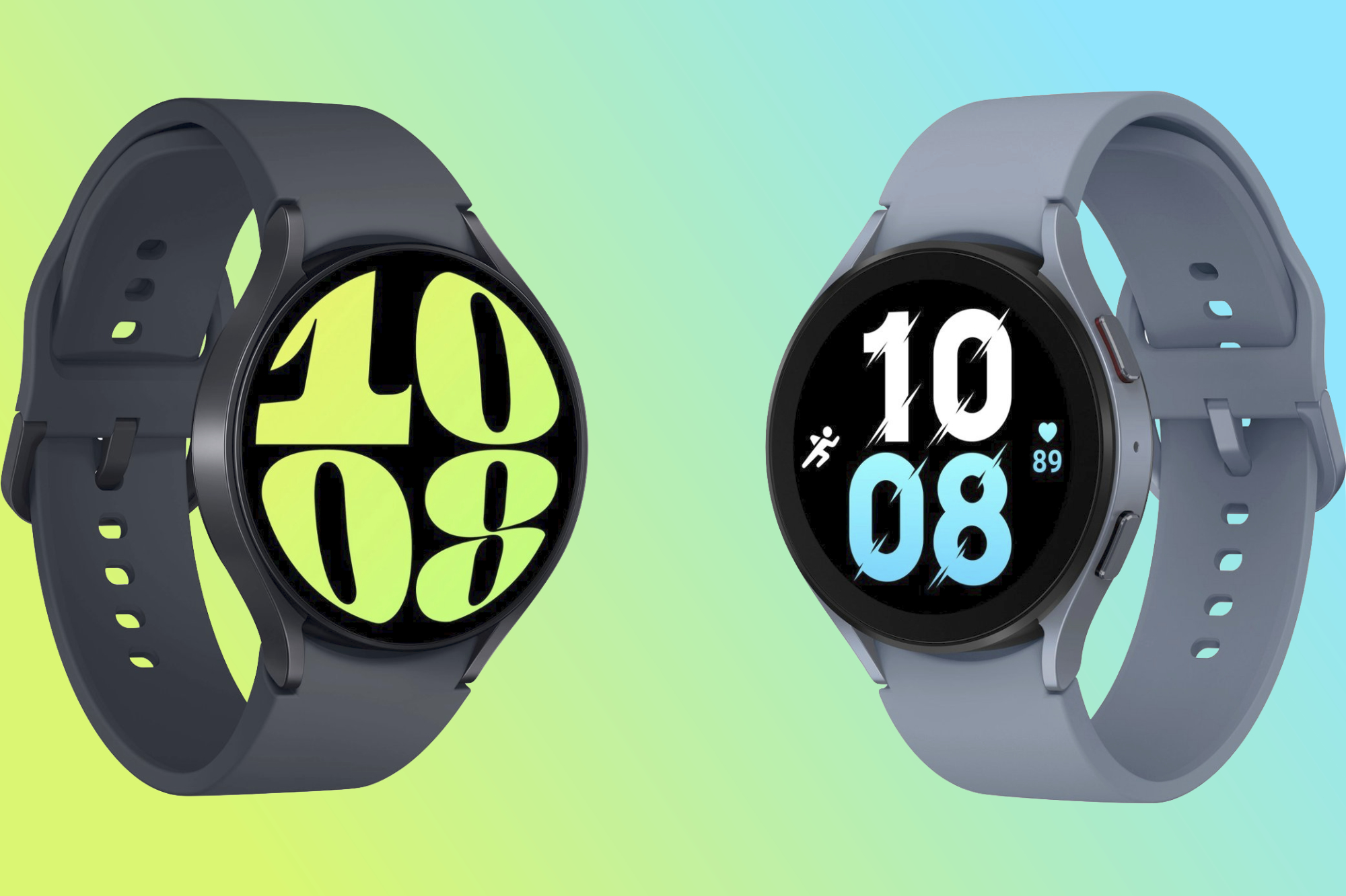 Renders of the Samsung Galaxy Watch 6 and Galaxy Watch 5 next to each other.