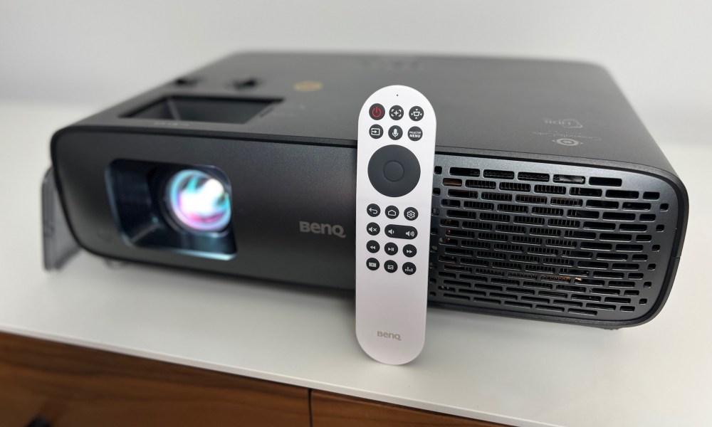 The BenQ 4550i 4K projector with the Android TV remote.