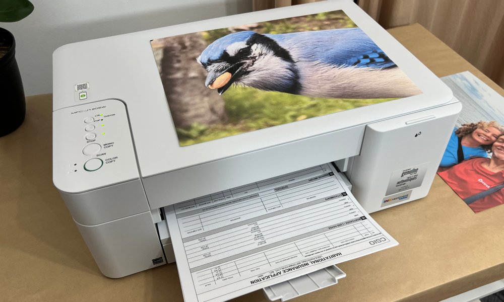 Brother MFC-J1205W INKvestment Tank printer is a small, affordable home office printer.