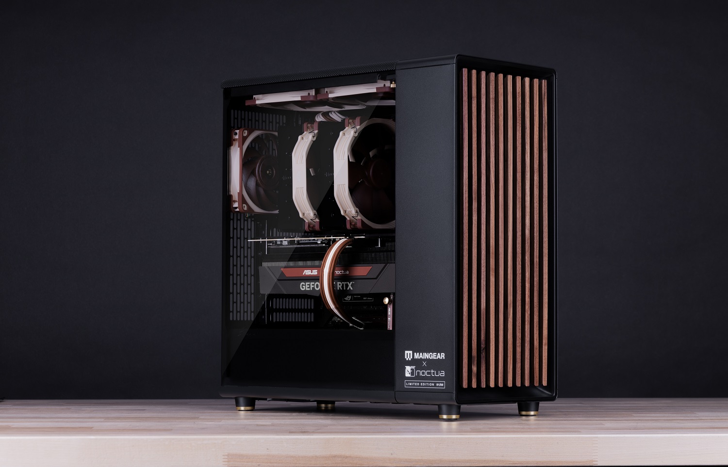 Maingear's custom Noctua-themed gaming PC.