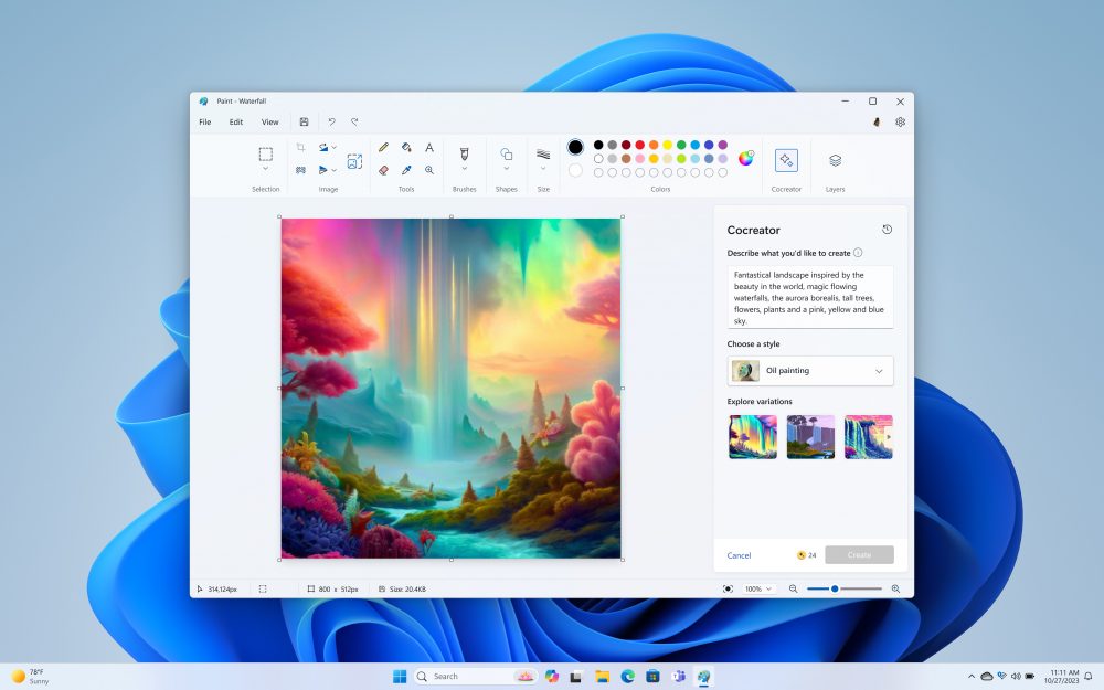 A screenshot of Paint Co-creator.