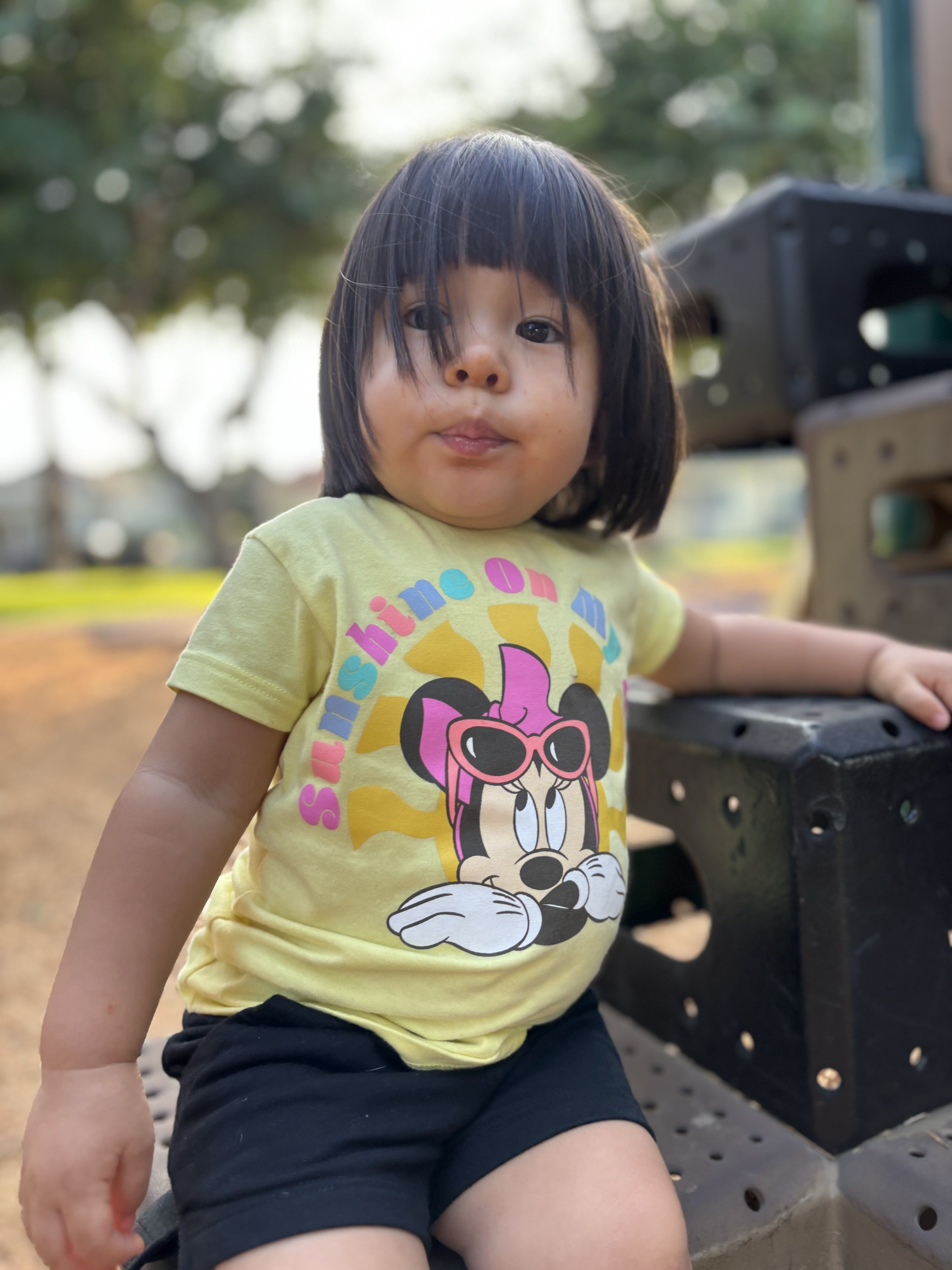 Toddler on playground taken with Auto Portrait on iPhone 15.