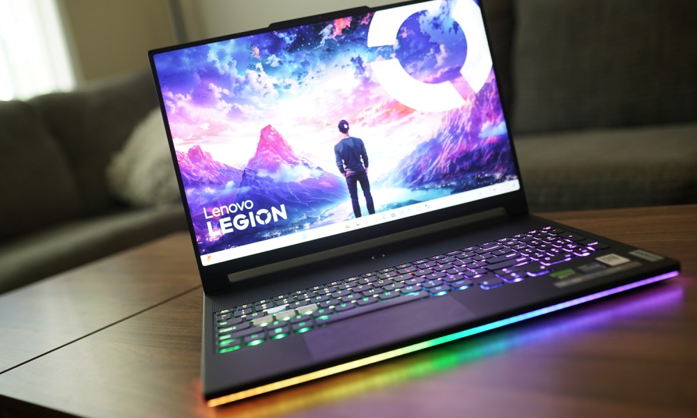 Lenovo Legion 9i front view showing RGB lighting.