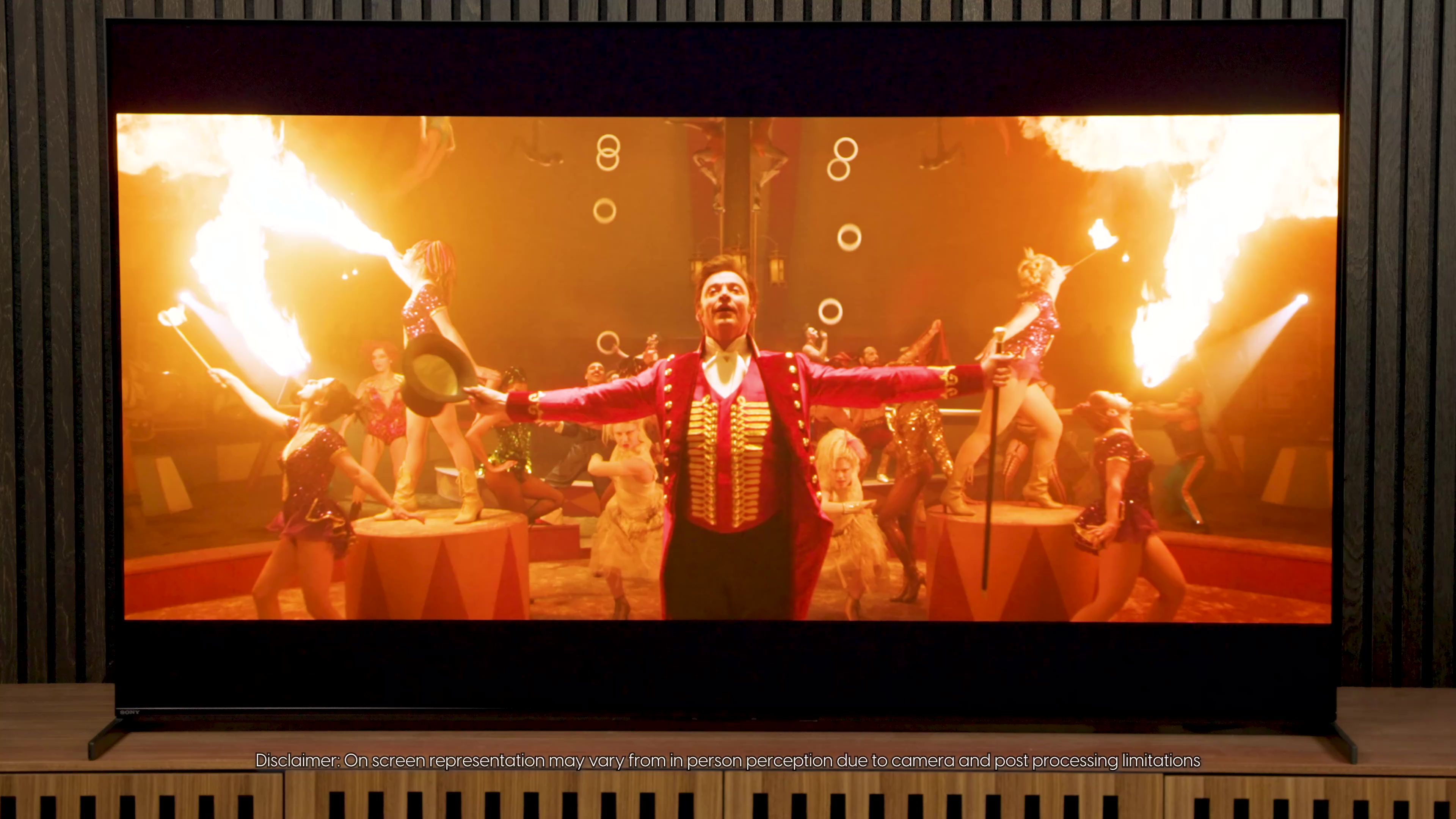 A scene from The Greatest Showman on a Sony A95L QD-OLED.