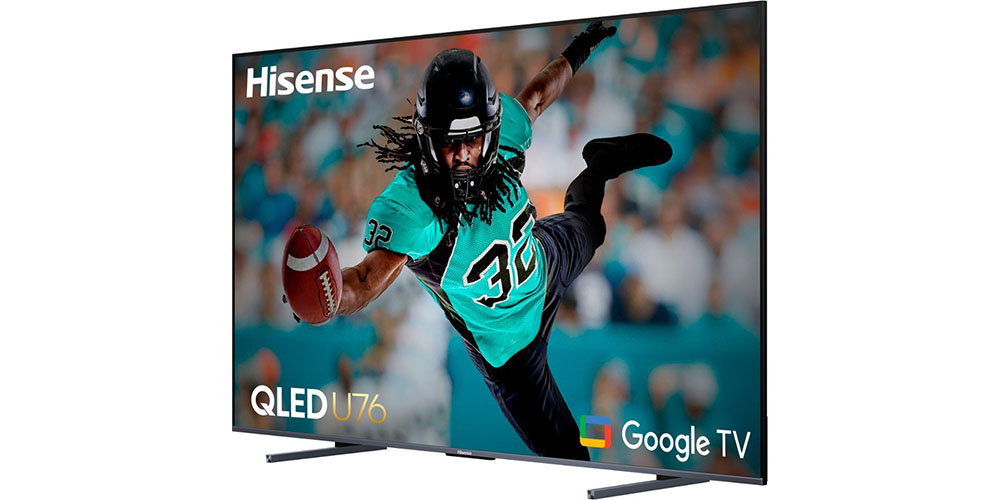 The Hisense 100-inch U76 QLED TV on a white background.