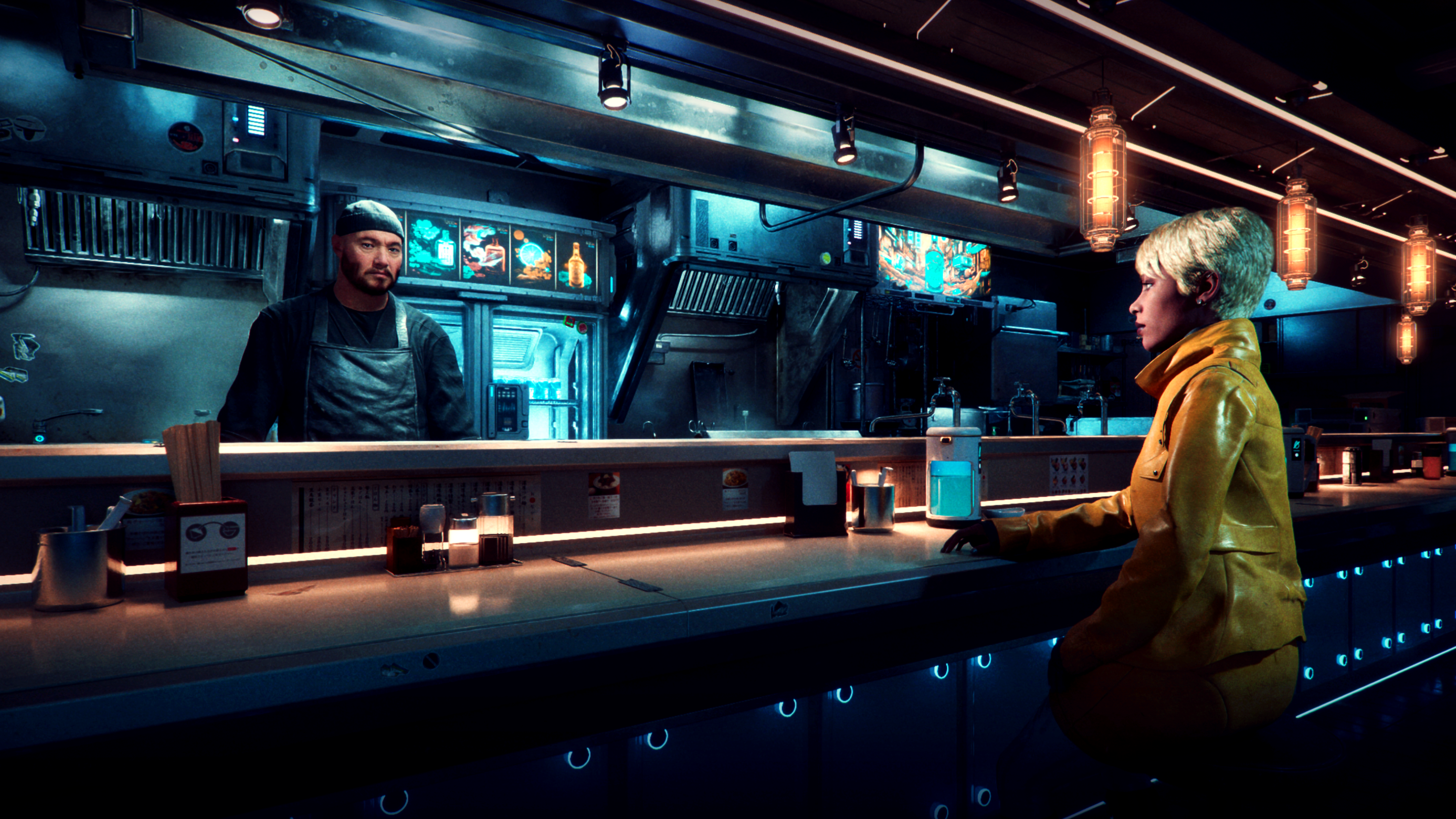 AI-generated NPCs sit at a bar.