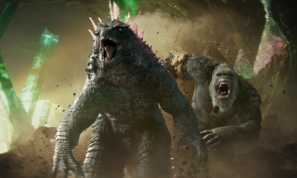 Godzilla and Kong race into battle in a still from Godzilla x Kong: The New Empire