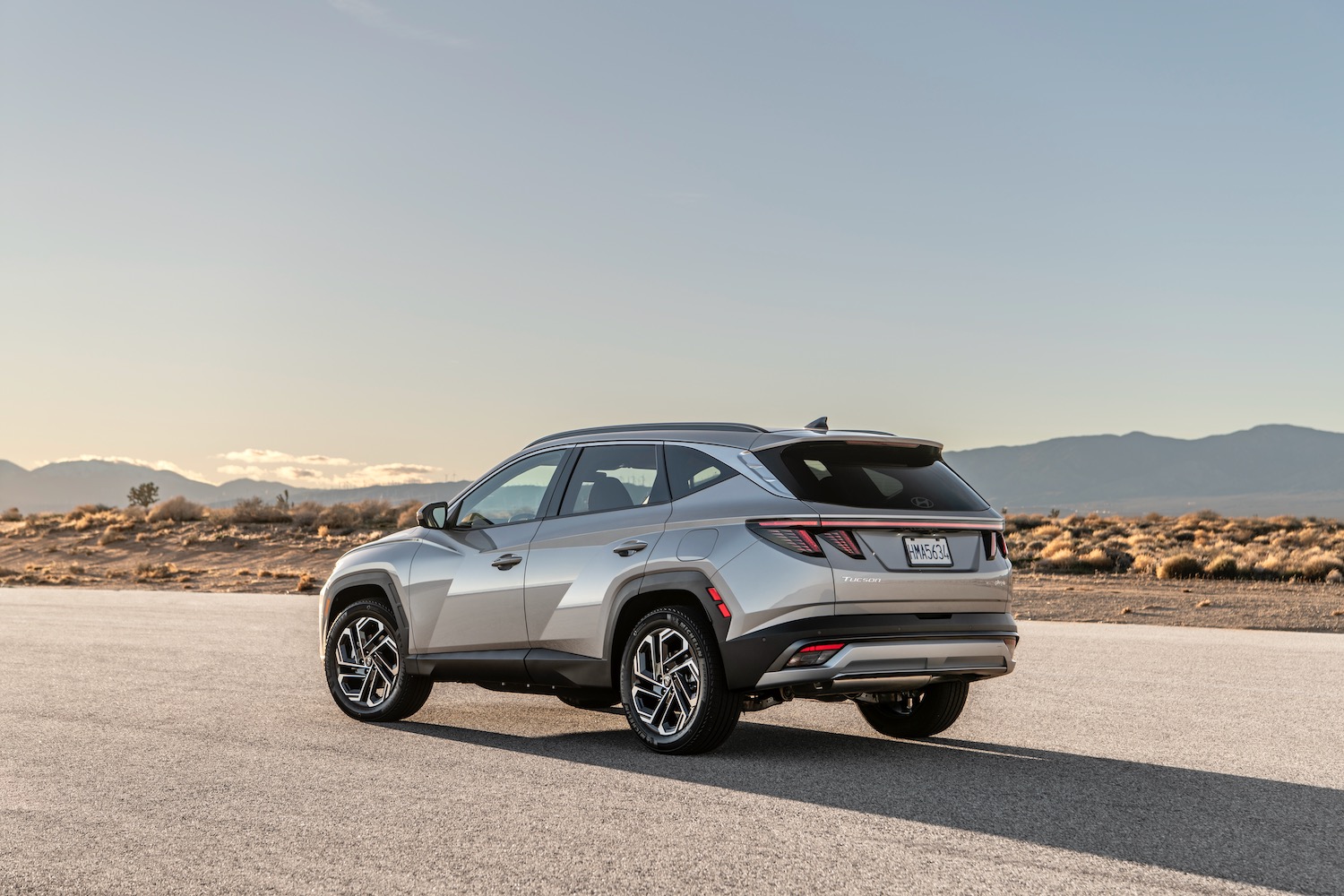 2025 Hyundai Tucson Plug-In Hybrid rear three quarter view.