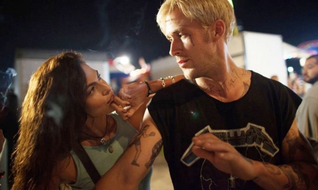 A man and a woman talk in The Place Beyond the Pines.