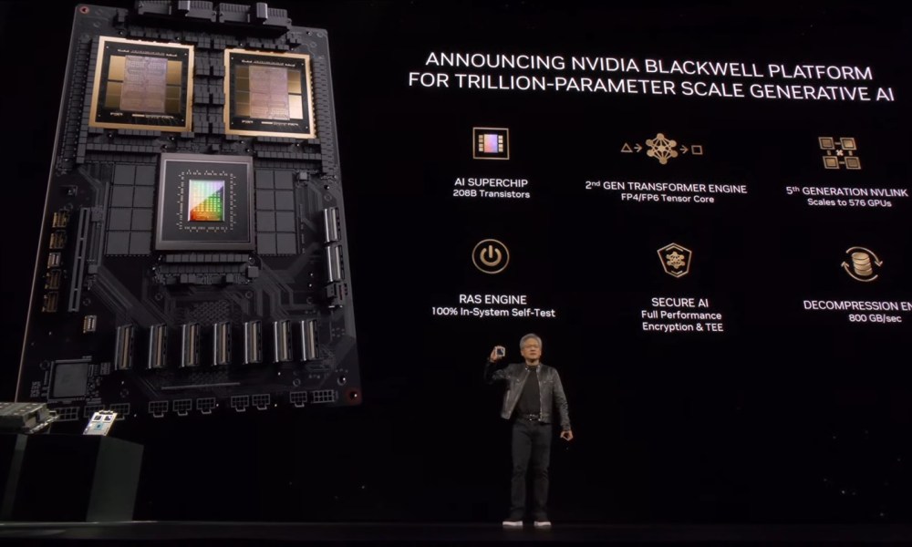 Nvidia introducing its Blackwell GPU architecture at GTC 2024.