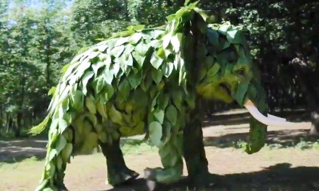 An elephant made of leaves, created by OpenAI's Sora technology.