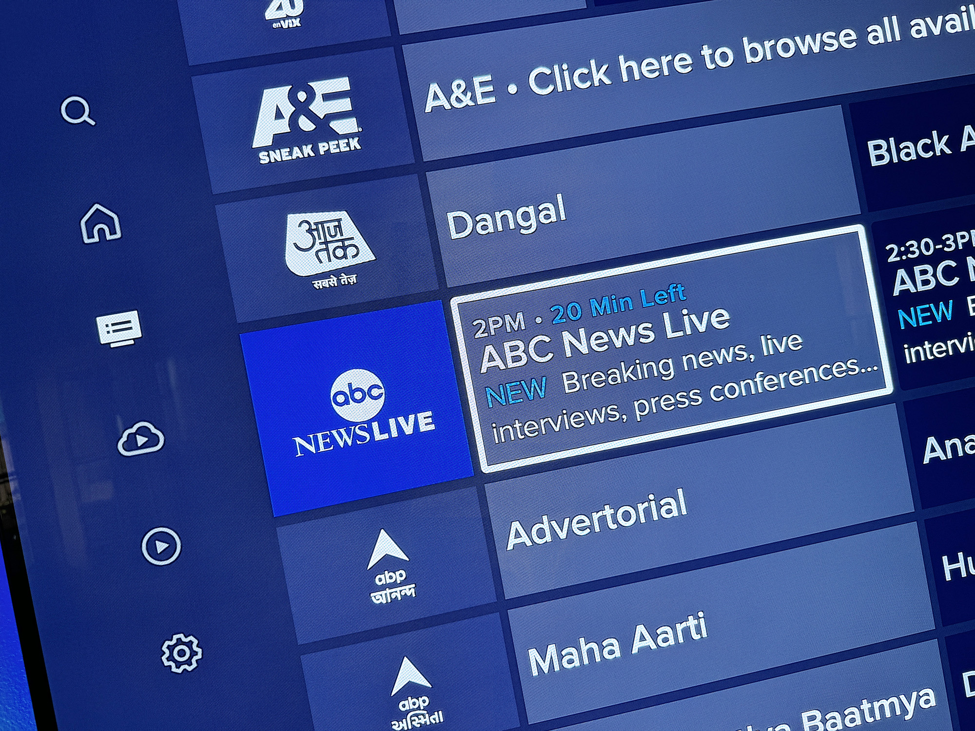 The ABC News Live channel on Sling TV.