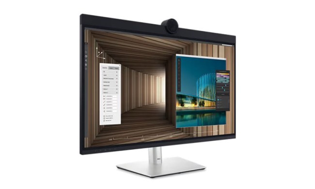 The Dell 32-inch UltraSharp 6K monitor on a white background at a side angle.