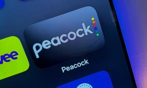 The Peacock app icon on Apple TV.