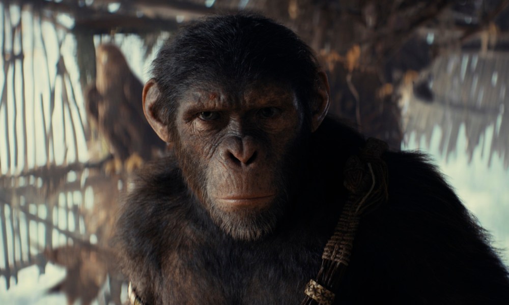 Noa stares ahead solemnly in Kingdom of the Planet of the Apes.