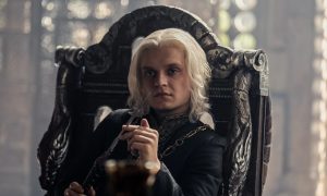 A boy sits on his throne in "House of the Dragon" season 2.