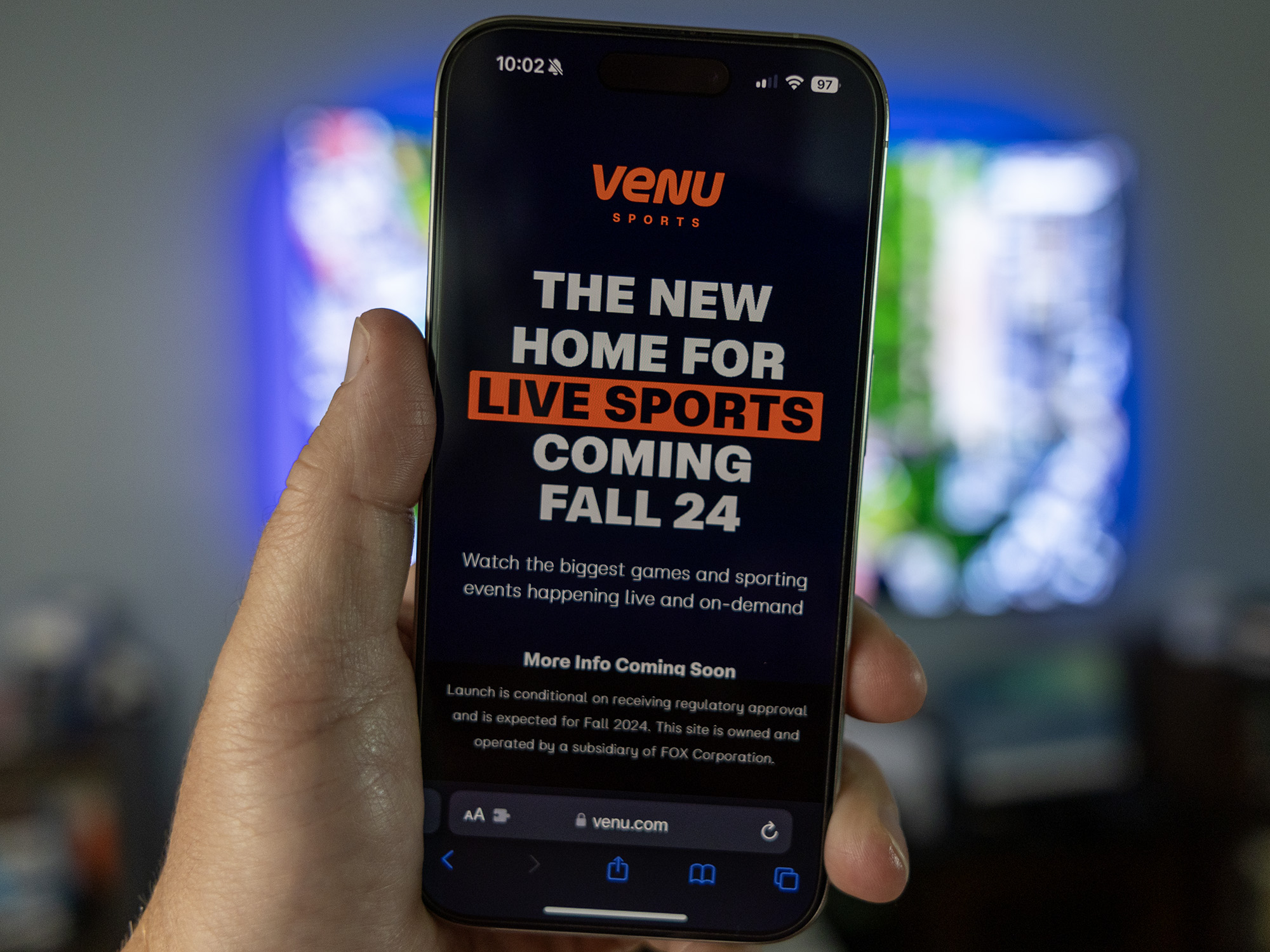 The Venu Sports website as seen on an iPhone.