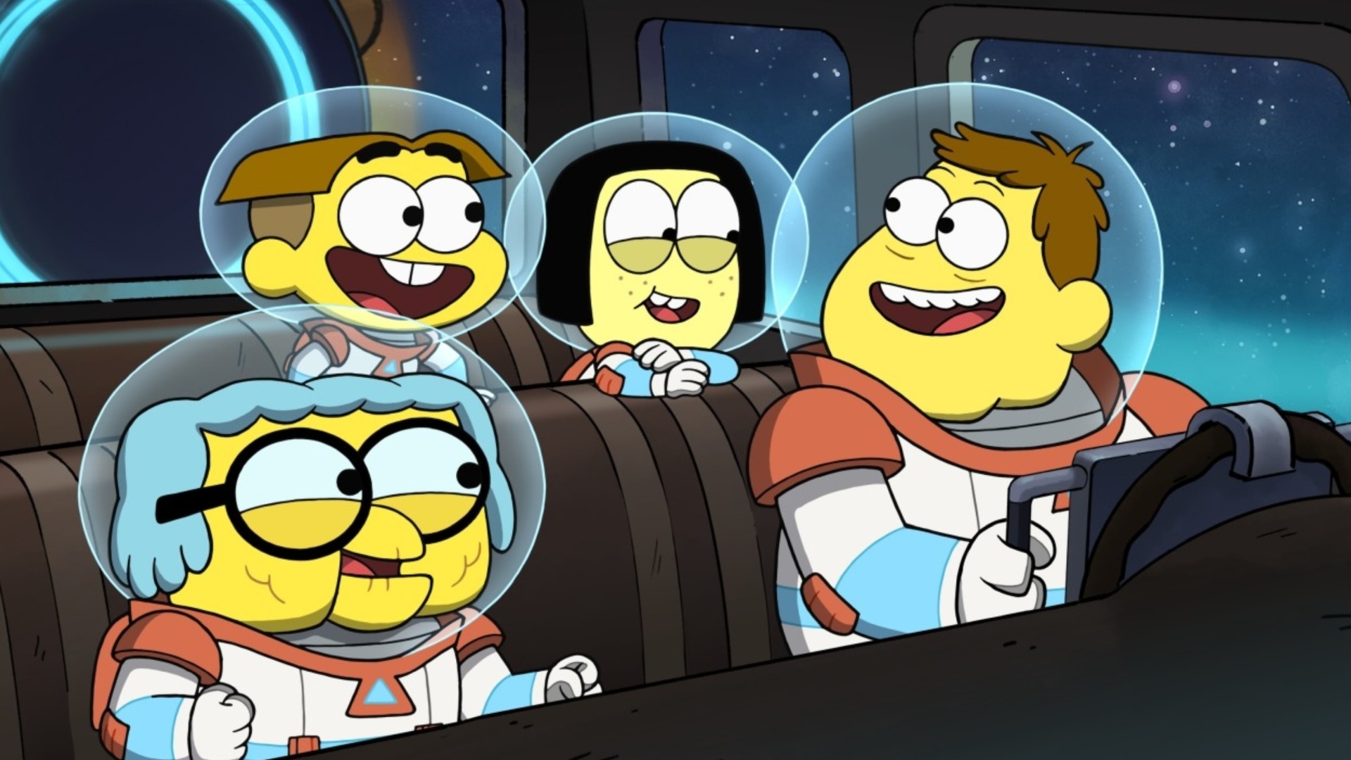 Still from Big City Greens the Movie: Spacecation featuring the family on their galactic road trip.