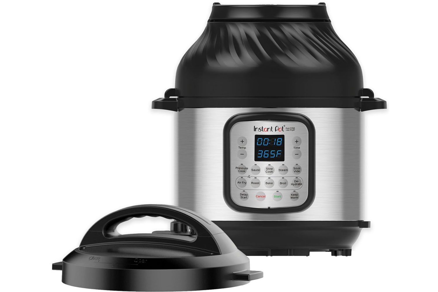 The Instant Pot 8-Quart Duo Crisp 11-in-1 1 on a white background.