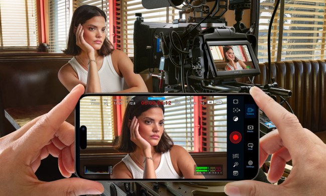 A promotional image showing the Blackmagic Camera app for Android.