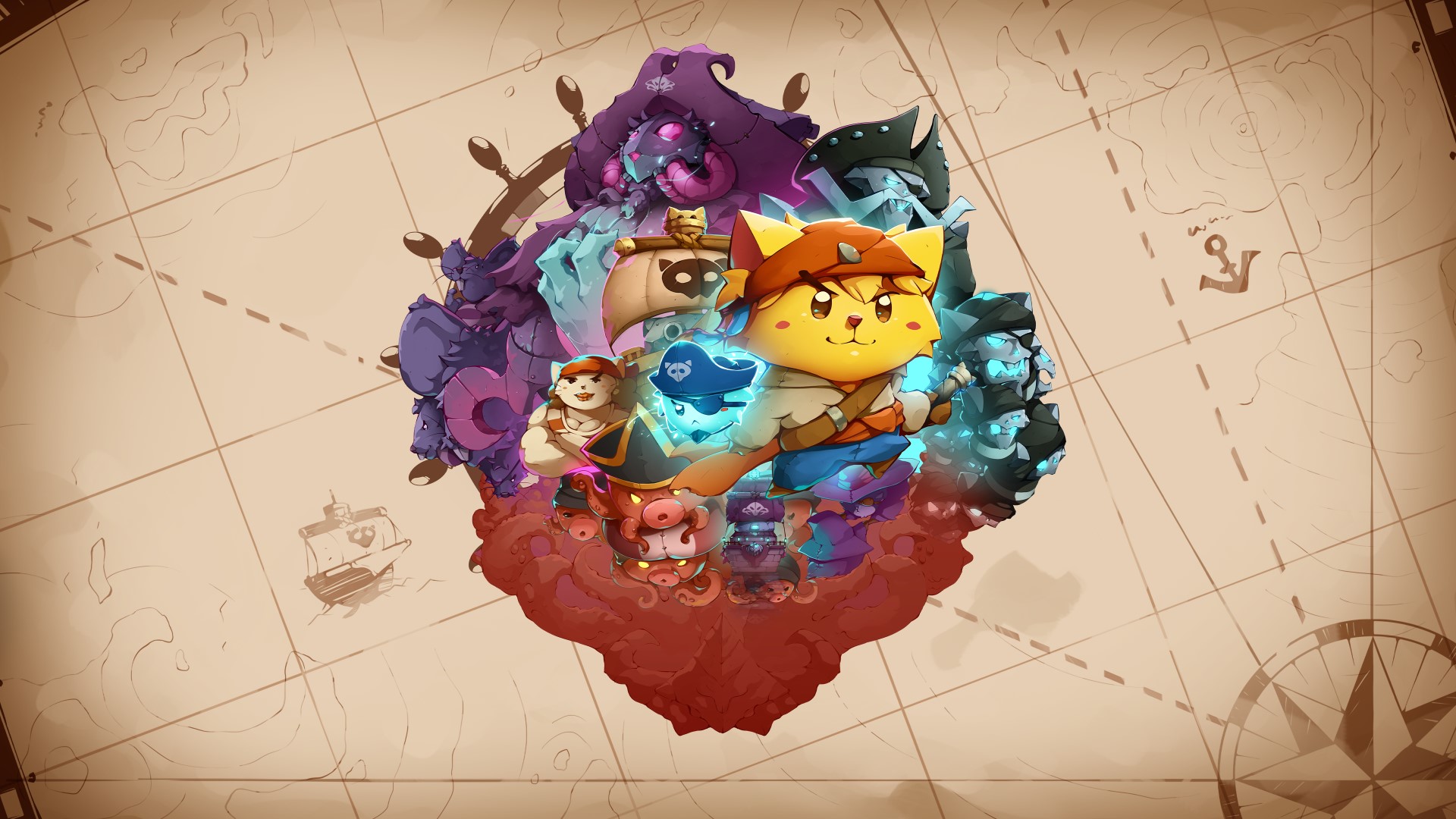 Characters pose in the key art for Cat Quest 3.