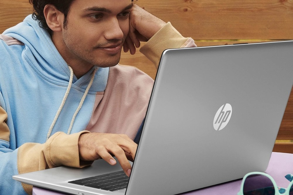 A man using the HP Laptop 17.