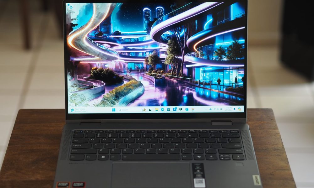 Lenovo Yoga 7 14 Gen 9 front view showing display and keyboard.