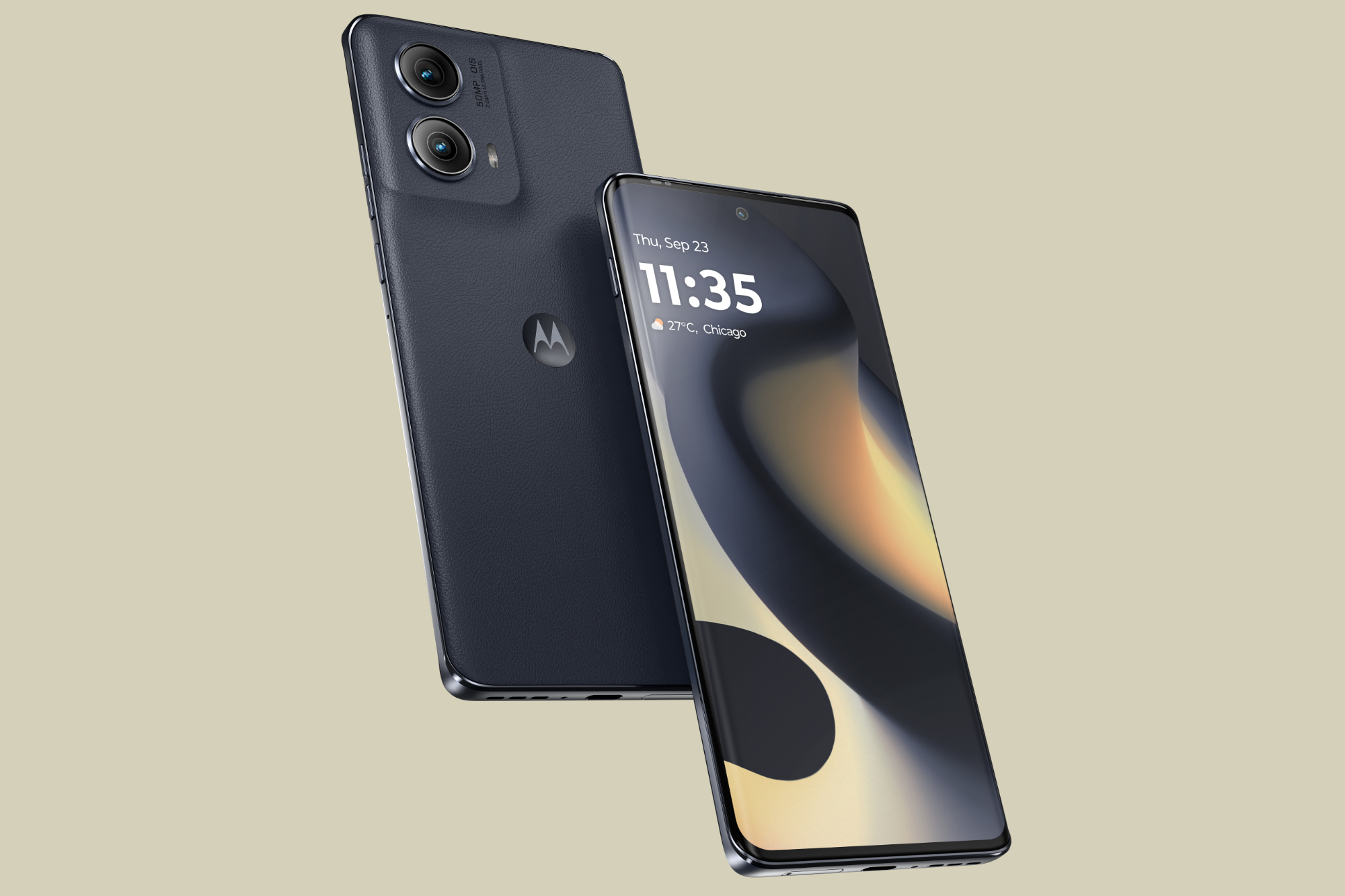 Renders of the front and back of the Motorola Edge (2024).