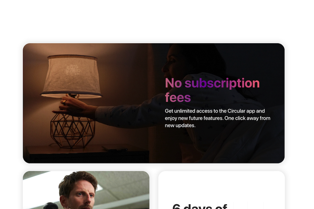 Screenshot from Circular's website with text indicating no subscription fees.