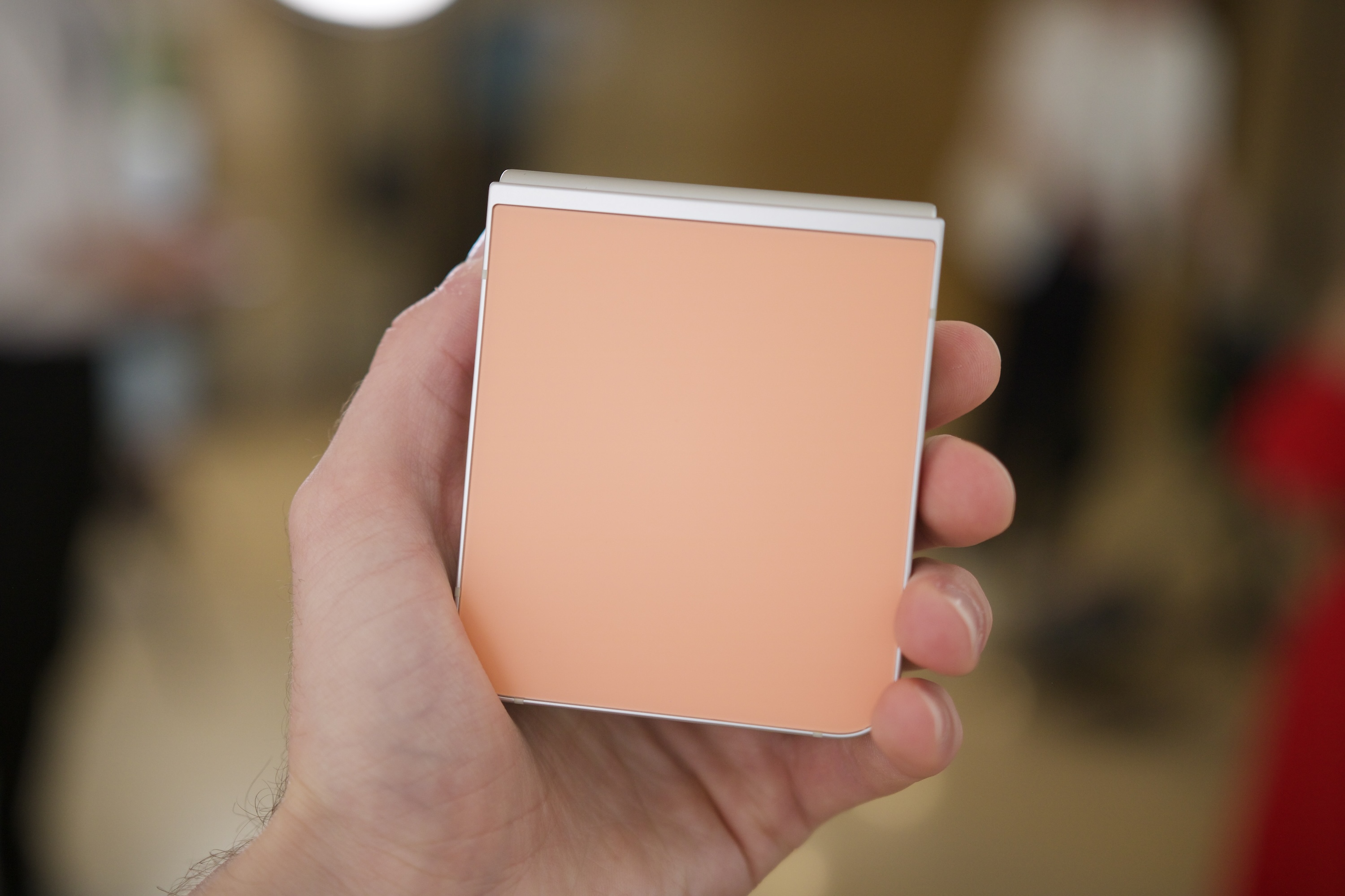 The Samsung Galaxy Z Flip 6 in Peach.