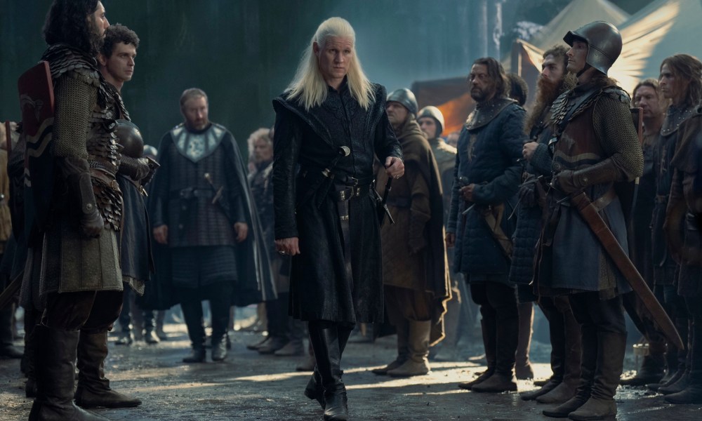 Daemon Targaryen walks through a crowd of soldiers in House of the Dragon season 2.