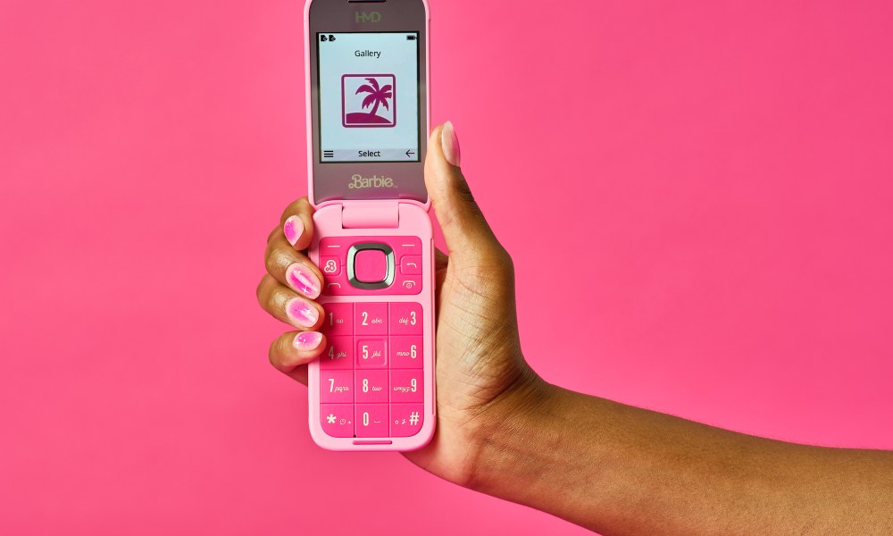 A promotional image showing the HMD Barbie Phone.