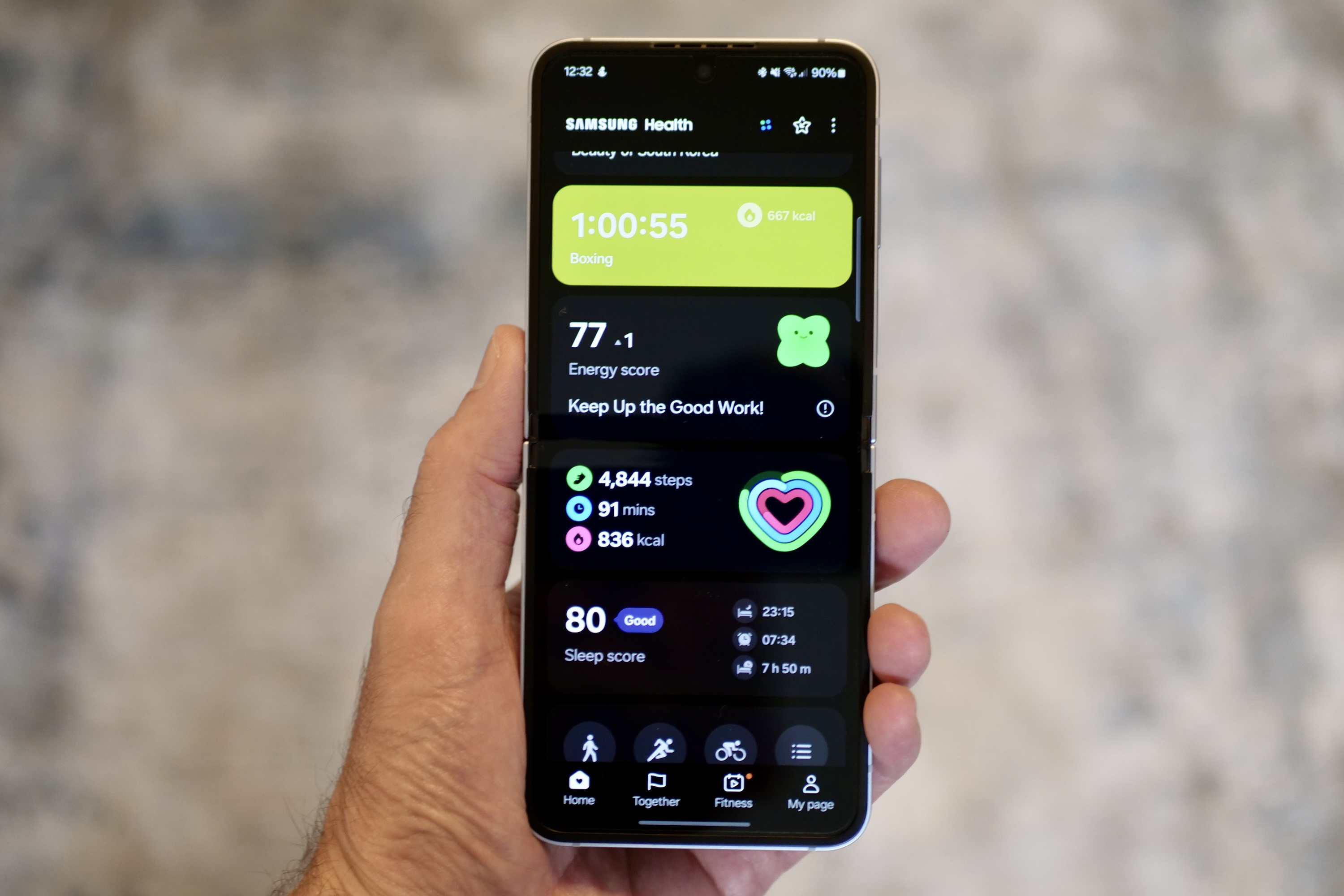 The Samsung Health app on the Samsung Galaxy Z Flip 6.