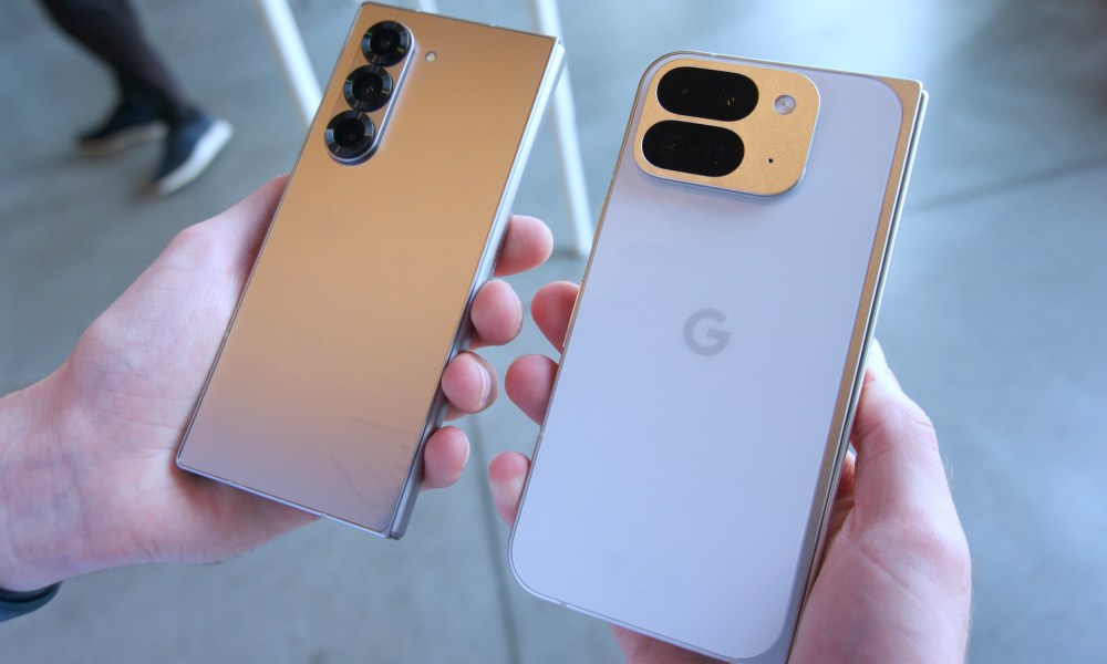 The Google Pixel 9 Pro Fold next to the Samsung Galaxy Z Fold 6.