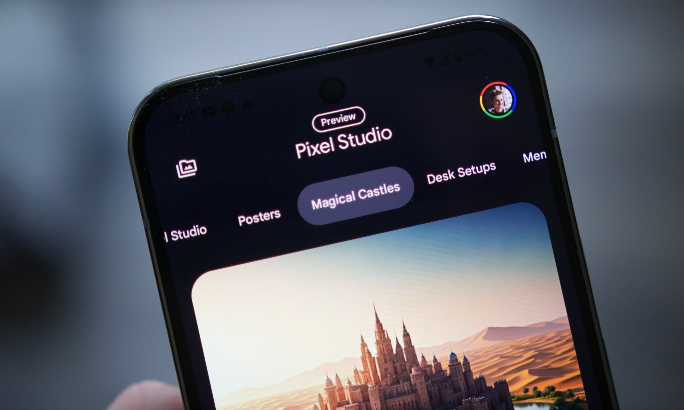 A close-up photo of the Pixel Studio app on the Google Pixel 9 Pro XL.