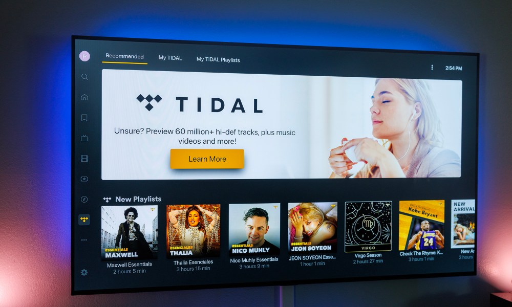 Tidal on Plex on a TV.