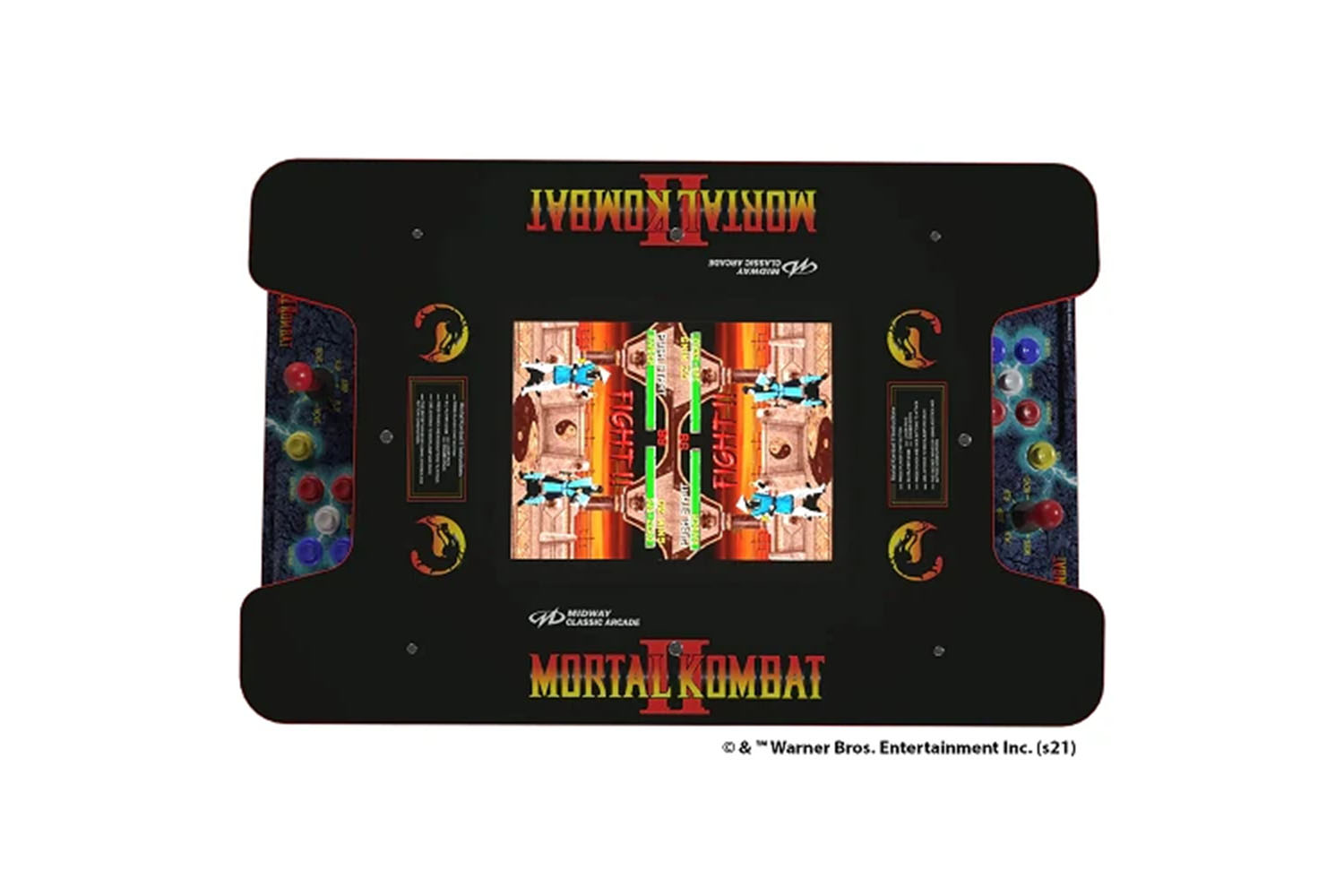 The Arcade1UP Mortal Kombat head-to-head table on a white background.