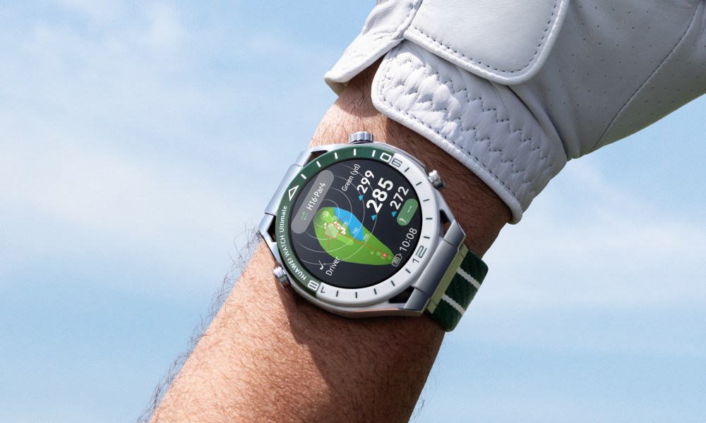 A promotional image of the Huawei Watch Ultimate Fairway Edition.