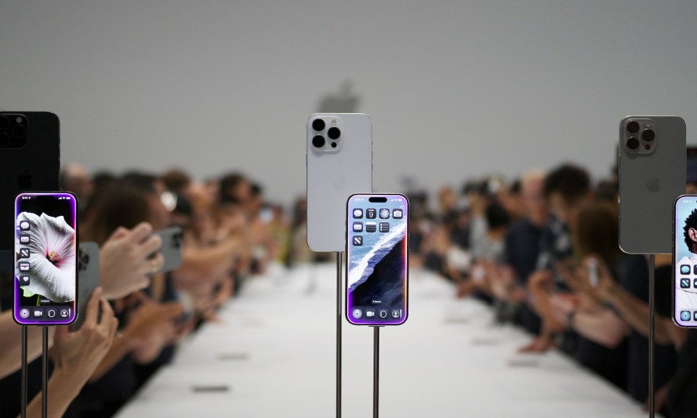 The iPhone 16 Pro on display at Apple Park.