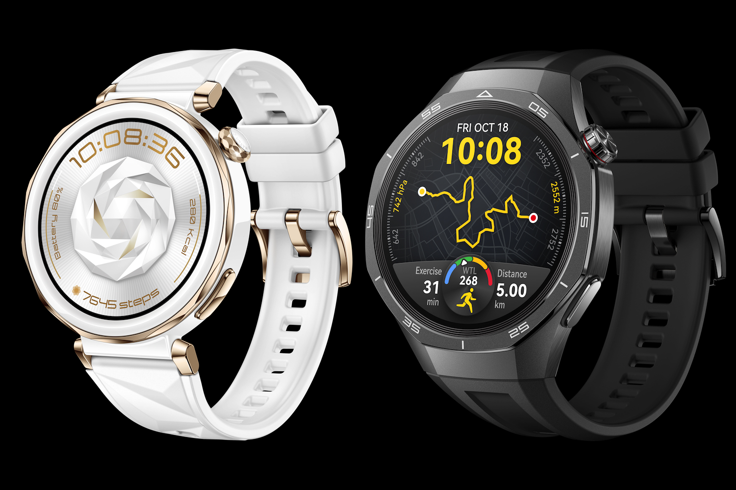 A promotional image showing the Huawei Watch GT 5 Pro.