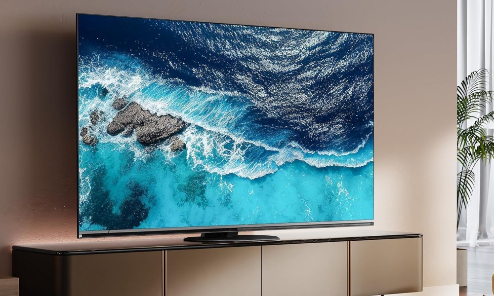 A Hisense 65-Inch Class U8 Series Mini-LED TV in a living room setting.