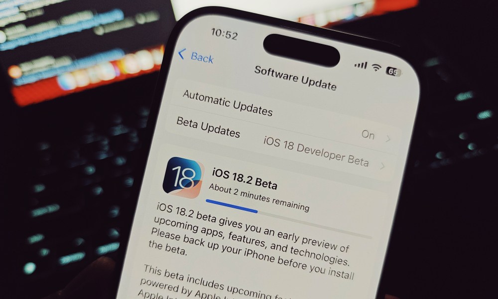 iOS 18.2 update notification on an iPhone.