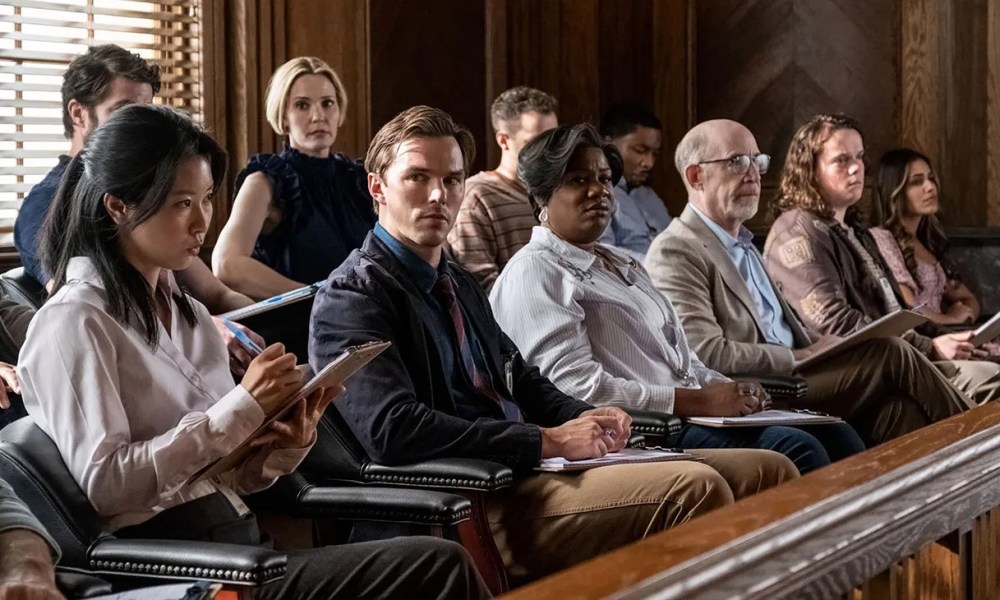 A man sits in a jury box in "Juror No. 2."