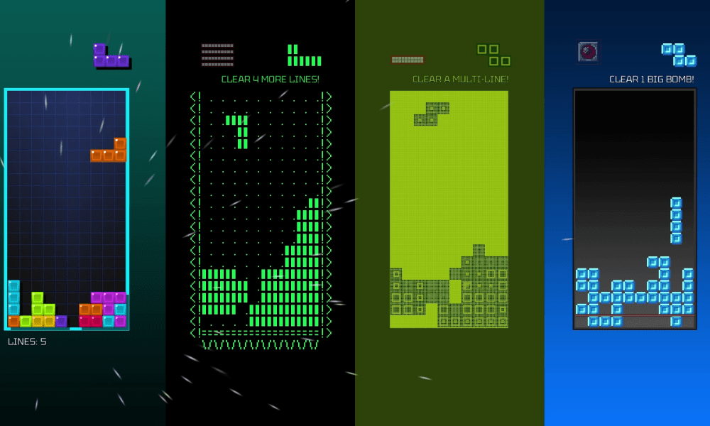 Different Tetris boards appear in Tetris Forever.