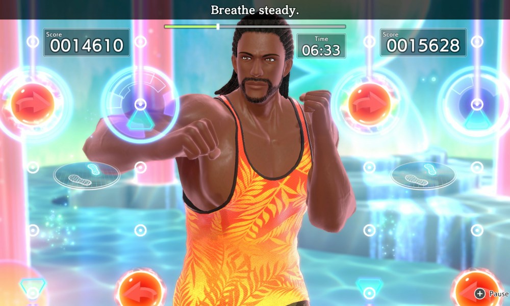 A trainer throws hooks in Fitness Boxing 3.